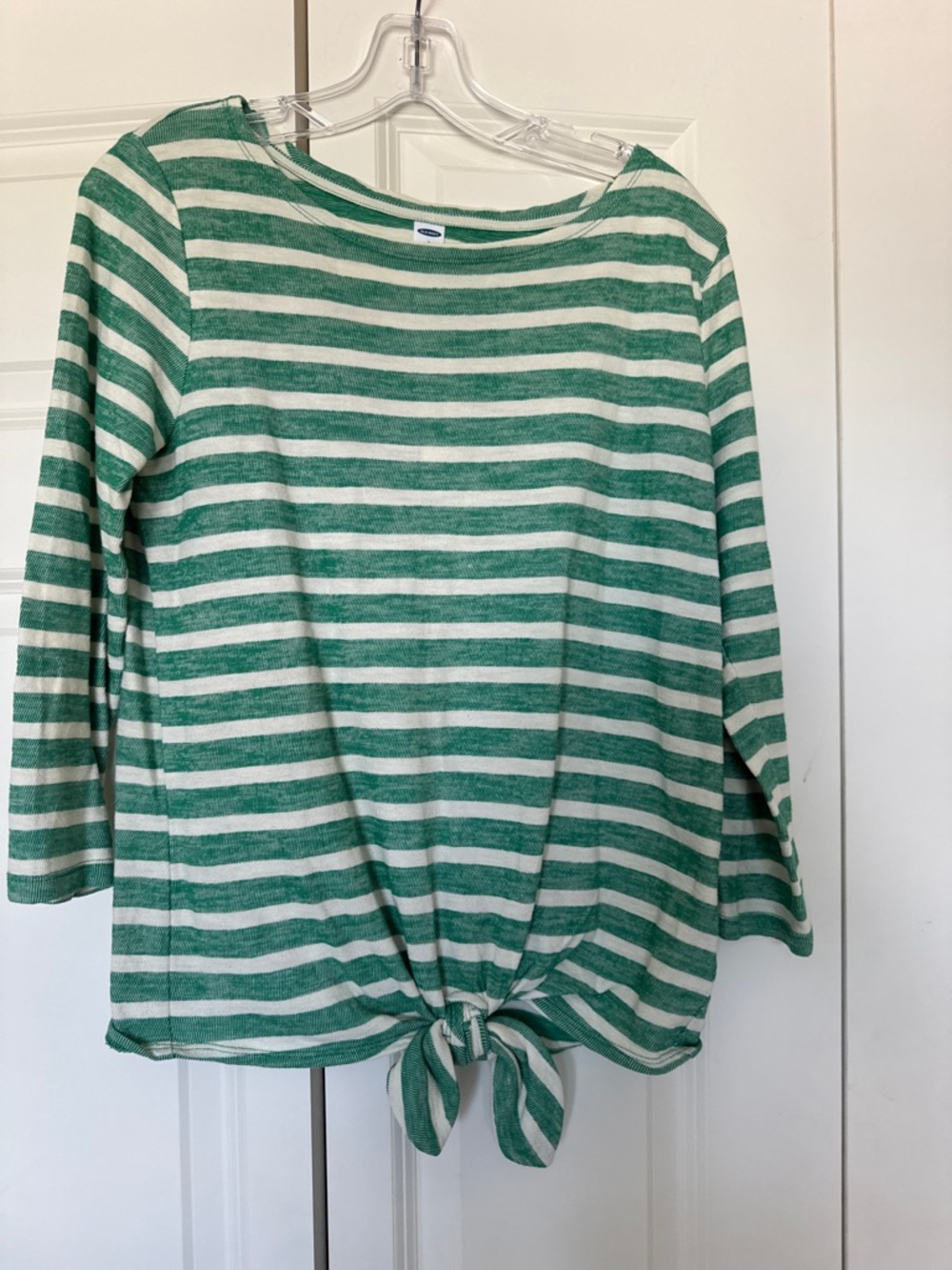 Old Navy Green and White Striped Tie-Front Tunic Size Small NWT